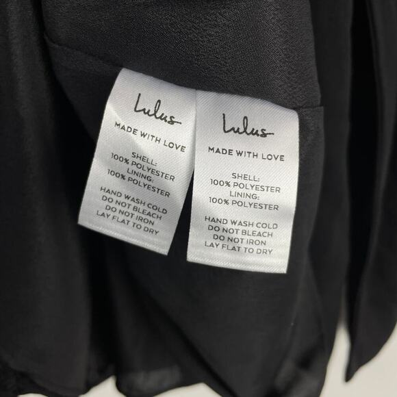 NWT Lulus Believe It or Knot Black Long Sleeve Tie-Front Skater Dress - Size S - Picture 6 of 7